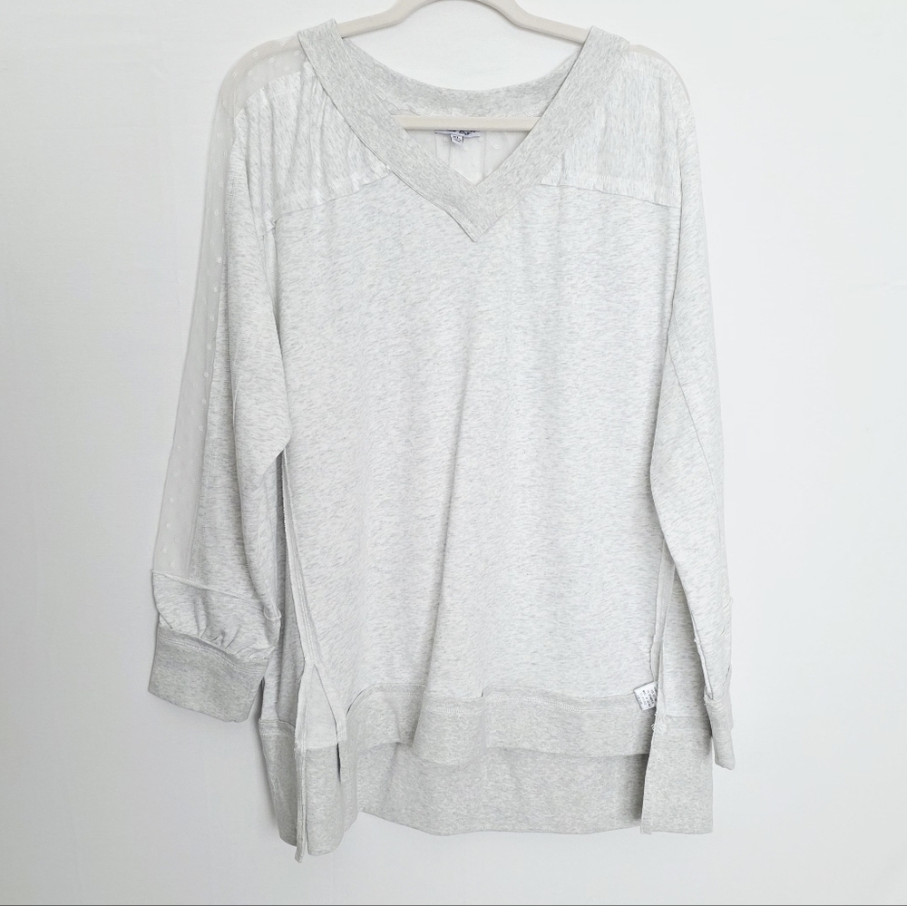White Birch White Gray Mesh Shoulders Sleeve Line Sweatshirt Women Size XL